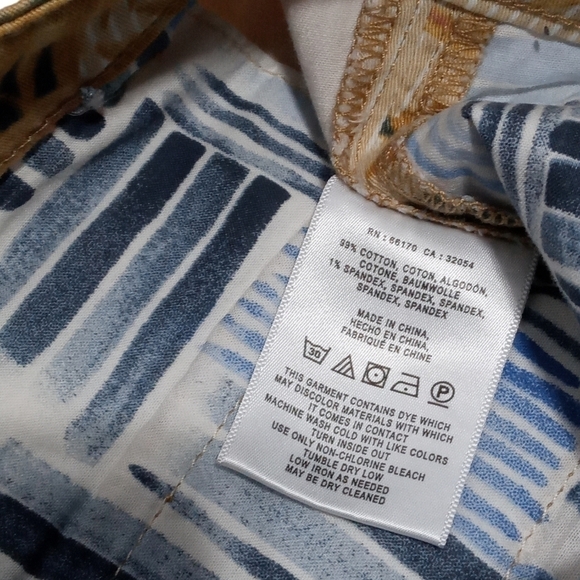 Anthropologie Chino Palm Paradise Botanical Print Relaxed Fit Trousers Pants 29W - Picture 5 of 10